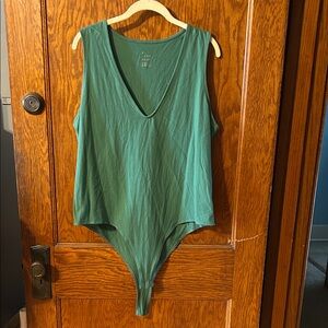A New Day Forest Green V-Neck Bodysuit